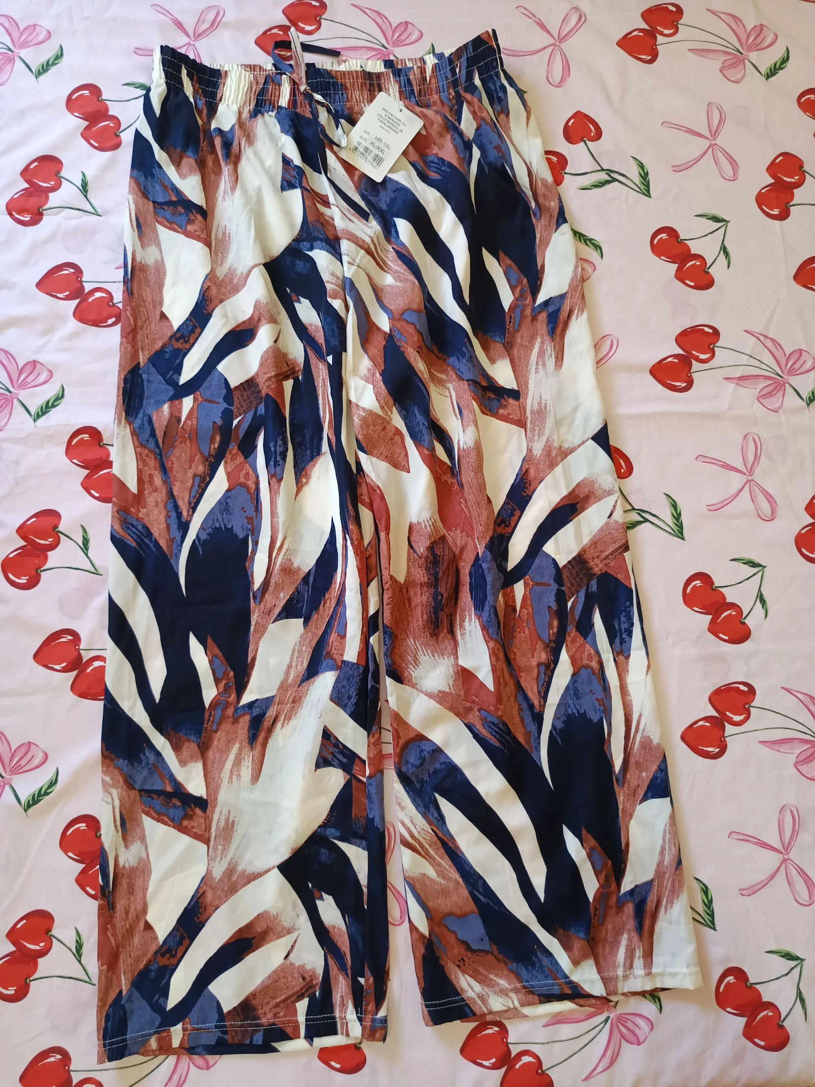 Pantalón fluido palazzo XL/XXL / Pantalon large fluide / Wide leg tropical abstract pants